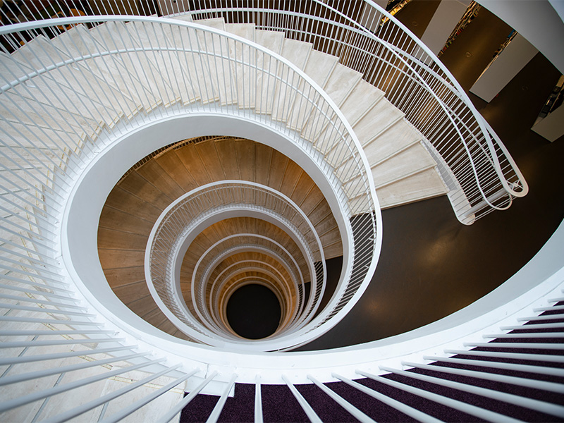 Miscellaneous Steel Installation | Geer Structural Construction Steel staircase and handrails installed as part of commercial construction.