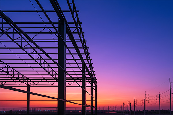 Reliable Construction Partnership | Geer Structural Construction Structural steel building frame representing reliable partnership with contractors and fabricators.